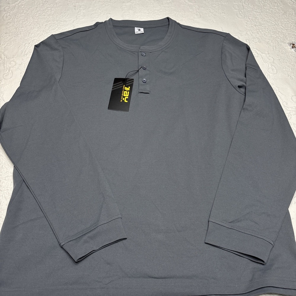 NWT TBY Travels Together With You Men's Long Sleeve Tee XL  3 Button Gray